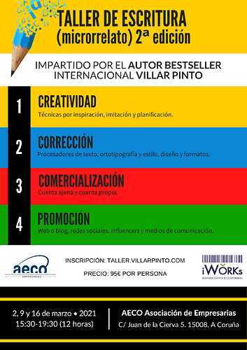 Cartel Taller de escritura (microrrelato) - Villar Pinto